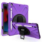 For iPad 10.2 2021 / 2020 / 2019 Shockproof Colorful Silicone + PC Protective Case with Holder & Shoulder Strap & Hand Strap & Pen Slot(Purple) - 1