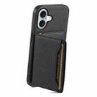 For iPhone 16 Calf Texture Card Bag Design Full Coverage Phone Case(Black) - 3