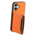 For iPhone 16 Calf Texture Card Bag Design Full Coverage Phone Case(Orange) - 3