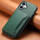 For iPhone 16 Calf Texture Card Bag Design Full Coverage Phone Case(Green) - 2