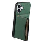 For iPhone 16 Calf Texture Card Bag Design Full Coverage Phone Case(Green) - 3