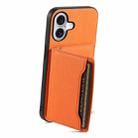 For iPhone 16 Plus Calf Texture Card Bag Design Full Coverage Phone Case(Orange) - 3