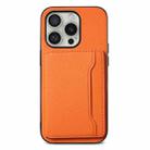 For iPhone 16 Pro Calf Texture Card Bag Design Full Coverage Phone Case(Orange) - 1