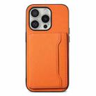 For iPhone 16 Pro Max Calf Texture Card Bag Design Full Coverage Phone Case(Orange) - 1