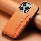 For iPhone 16 Pro Max Calf Texture Card Bag Design Full Coverage Phone Case(Orange) - 2