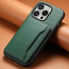 For iPhone 16 Pro Max Calf Texture Card Bag Design Full Coverage Phone Case(Green) - 2