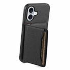 For iPhone 17 Calf Texture Card Bag Design Full Coverage Phone Case(Black) - 3