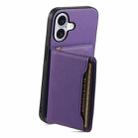 For iPhone 17 Calf Texture Card Bag Design Full Coverage Phone Case(Purple) - 3