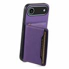 For iPhone 17 Air Calf Texture Card Bag Design Full Coverage Phone Case(Purple) - 3