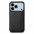 For iPhone 17 Pro Calf Texture Card Bag Design Full Coverage Phone Case(Black) - 1