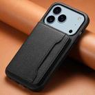 For iPhone 17 Pro Calf Texture Card Bag Design Full Coverage Phone Case(Black) - 2