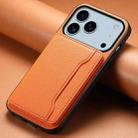 For iPhone 17 Pro Calf Texture Card Bag Design Full Coverage Phone Case(Orange) - 2