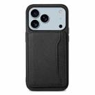 For iPhone 17 Pro Max Calf Texture Card Bag Design Full Coverage Phone Case(Black) - 1