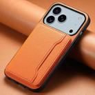 For iPhone 17 Pro Max Calf Texture Card Bag Design Full Coverage Phone Case(Orange) - 2