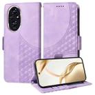 For Honor 200 Embossed Rhombus Starry Leather Phone Case(Purple) - 1