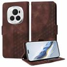For Honor Magic6 Pro Embossed Rhombus Starry Leather Phone Case(Brown) - 1