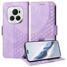 For Honor Magic6 Pro Embossed Rhombus Starry Leather Phone Case(Purple) - 1