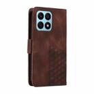 For Honor X8a 4G Embossed Rhombus Starry Leather Phone Case(Brown) - 3