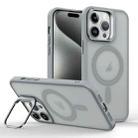 For iPhone 15 Pro Max Magsafe Skin Feel Lens Holder Phone Case(Titanium Grey) - 1