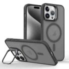 For iPhone 15 Pro Max Magsafe Skin Feel Lens Holder Phone Case(Titanium Black) - 1