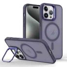 For iPhone 15 Pro Magsafe Skin Feel Lens Holder Phone Case(Deep Purple) - 1