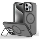 For iPhone 15 Pro Magsafe Skin Feel Lens Holder Phone Case(Titanium Black) - 1