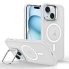 For iPhone 15 Plus Magsafe Skin Feel Lens Holder Phone Case(Transparent) - 1