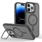 For iPhone 14 Pro Magsafe Skin Feel Lens Holder Phone Case(Titanium Black) - 1