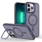 For iPhone 13 Pro Max Magsafe Skin Feel Lens Holder Phone Case(Deep Purple) - 1