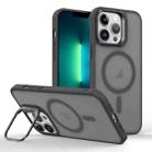 For iPhone 13 Pro Max Magsafe Skin Feel Lens Holder Phone Case(Titanium Black) - 1