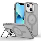 For iPhone 13 Magsafe Skin Feel Lens Holder Phone Case(Titanium Grey) - 1