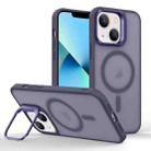 For iPhone 13 Magsafe Skin Feel Lens Holder Phone Case(Deep Purple) - 1