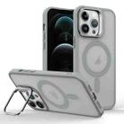 For iPhone 12 Pro Max Magsafe Skin Feel Lens Holder Phone Case(Titanium Grey) - 1