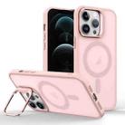 For iPhone 12 Pro Max Magsafe Skin Feel Lens Holder Phone Case(Pink) - 1