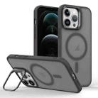 For iPhone 12 Pro Max Magsafe Skin Feel Lens Holder Phone Case(Titanium Black) - 1