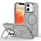 For iPhone 12 mini Magsafe Skin Feel Lens Holder Phone Case(Titanium Grey) - 1