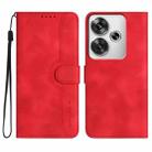 For Redmi Turbo 3 / Xiaomi Poco F6 Heart Pattern Skin Feel Leather Phone Case(Red) - 1