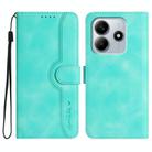 For Redmi Note 14 5G Heart Pattern Skin Feel Leather Phone Case(Light Blue) - 1