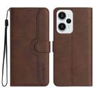For Redmi Note 12 Turbo / Xiaomi Poco F5 Heart Pattern Skin Feel Leather Phone Case(Brown) - 1