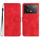 For Redmi Note 13R Pro / Xiaomi Poco X6 Neo Heart Pattern Skin Feel Leather Phone Case(Red) - 1