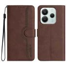 For Redmi Note 14 4G 164.84mm Heart Pattern Skin Feel Leather Phone Case(Brown) - 1