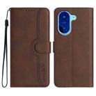 For Redmi A5 4G 171.7mm / Xiaomi Poco C71 Heart Pattern Skin Feel Leather Phone Case(Brown) - 1