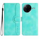 For Redmi K80 / Xiaomi Poco F7 Pro Heart Pattern Skin Feel Leather Phone Case(Light Blue) - 1