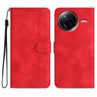 For Redmi K80 Pro / Xiaomi Poco F7 Ultra Heart Pattern Skin Feel Leather Phone Case(Red) - 1
