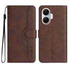 For Redmi Turbo 4 Pro / Xiaomi Poco F7 Heart Pattern Skin Feel Leather Phone Case(Brown) - 1
