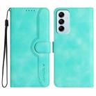 For Samsung Galaxy M14 5G / F14 5G Heart Pattern Skin Feel Leather Phone Case(Light Blue) - 1