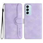 For Samsung Galaxy M14 5G / F14 5G Heart Pattern Skin Feel Leather Phone Case(Purple) - 1