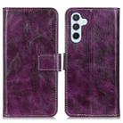 For Samsung Galaxy S24 FE 5G Retro Crazy Horse Texture Leather Phone Case(Purple) - 1