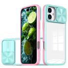 For iPhone 16 Sliding Camshield Acrylic Hybrid TPU Phone Case(Blue Pink) - 1