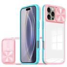 For iPhone 16 Pro Sliding Camshield Acrylic Hybrid TPU Phone Case(Pink Cyan) - 1